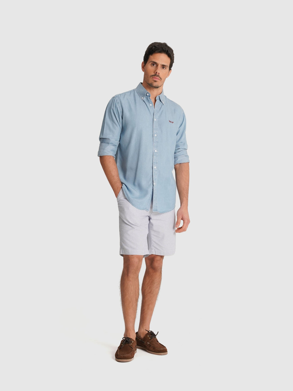 Guillermo Camisa de Corte regular Azul lisa